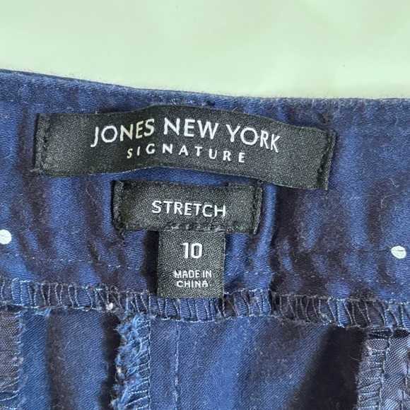 Jones New York Navy Blue Polka Dot Crop Pants 10 - Picture 5 of 6